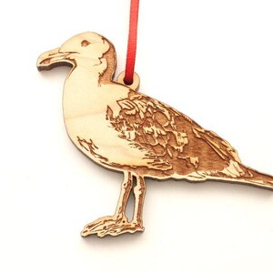 Seagull Ornament - Engraved Wood Seagull Christmas Ornament - Solid Maple Wood - Bird Collection
