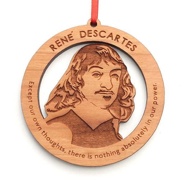 René Descartes Ornament - Philosophy and Math Legend Descartes Wood Ornament - Famous Faces