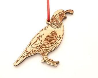 Gambel's Quail Ornament - Realistic Wooden Carved Quail Christmas Ornament - Maple Wood - Bird Collection