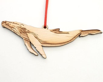 Humpback Whale Ornament - Beautiful Iconic Aquatic Humpback Whale Wood Ornament - Aquatic Collection