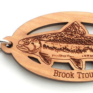 Brook Trout Key Chain - Wood Fisherman Gift for Fly Fishing Enthusiast - Fish Keychain . Custom Engraving Available
