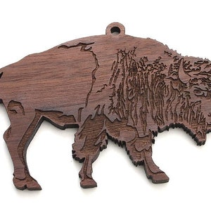 Bison Ornament - Great Plains Giant Buffalo Bison Wood Ornament - Critter Collection