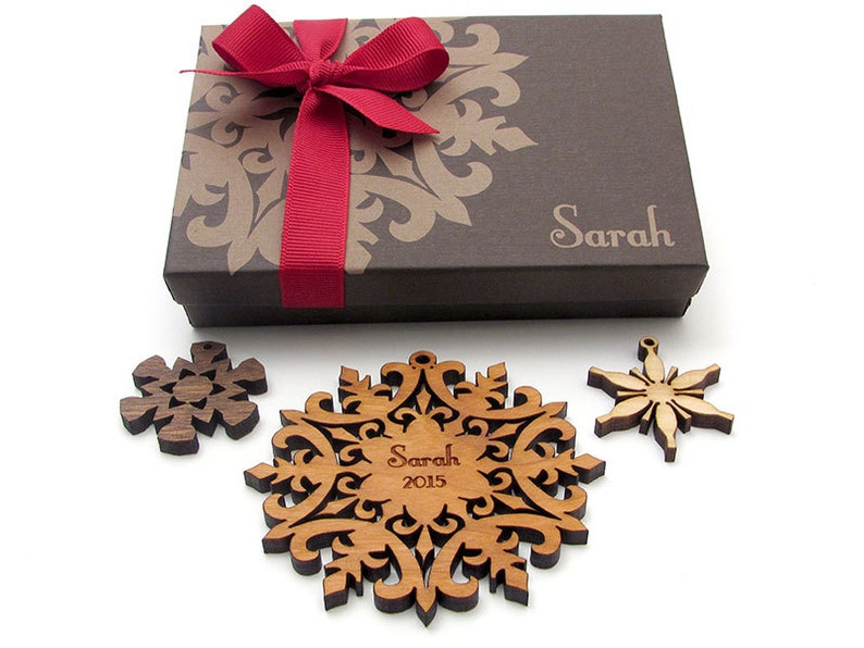 Custom Snowflake Christmas Ornament Gift Box Nestled Pines Etsy