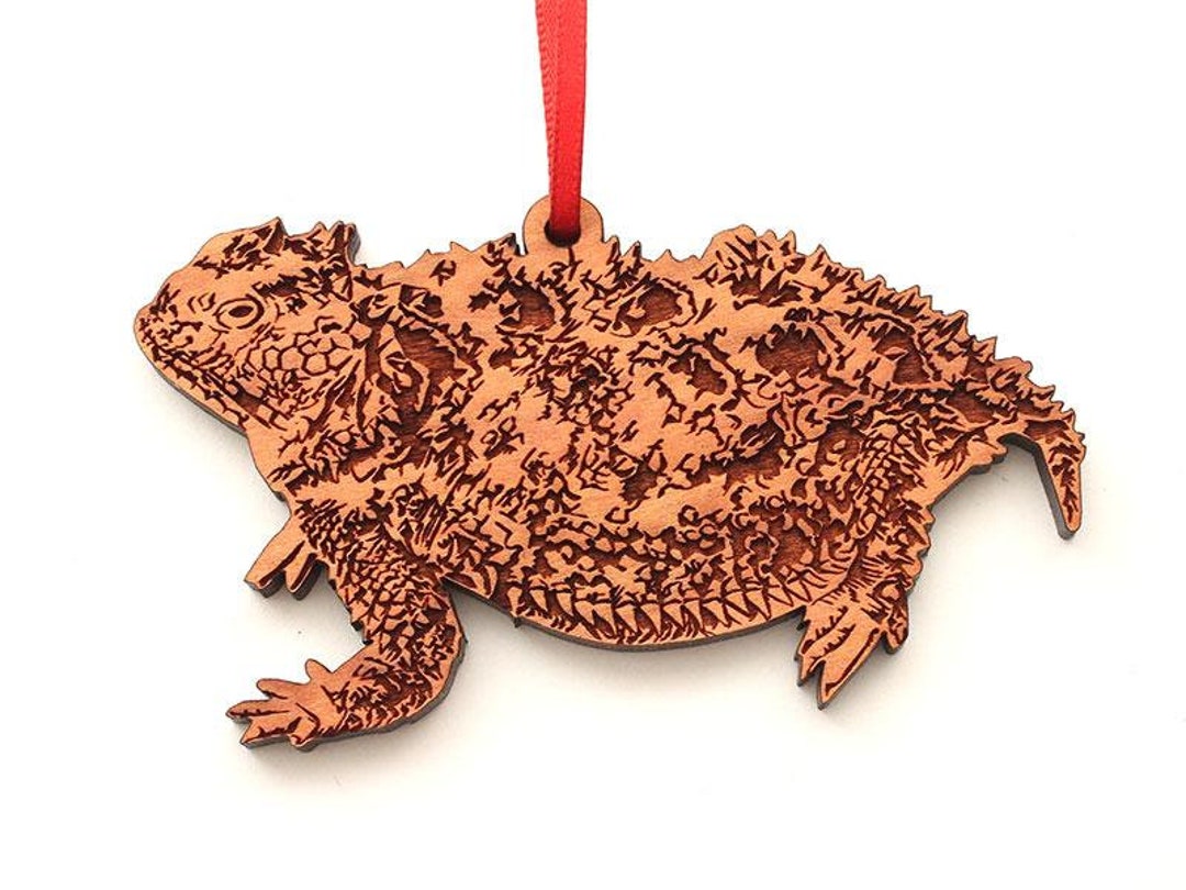 Short Horned Lizard Ornament Mountain Lizard Wood Christmas Ornament Black Cherry Wood Critter