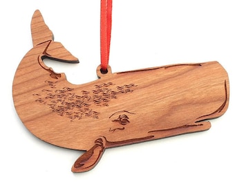 Sperm Whale Ornament - Legend Of Moby Dick Sperm Whale Wood Ornament