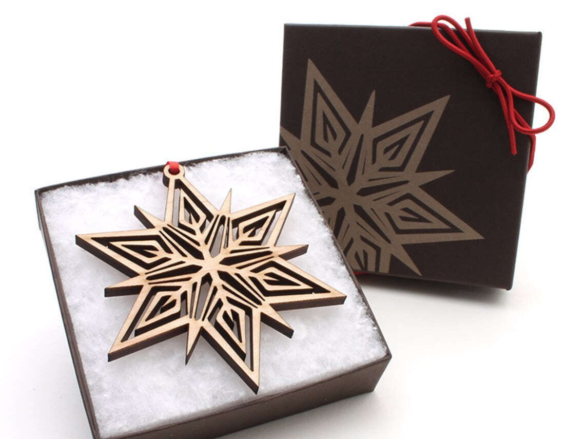 Snowflake Ornament Gift Box Set Intricately Cut American Etsy