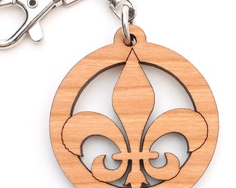 Fleur De Lis Key Chain made from Black Cherry Wood by Nestled Pines