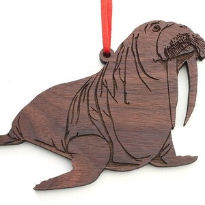 Walrus Ornament - Bulky Tusky And Whiskery Walrus Wood Ornament