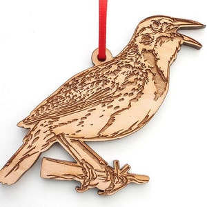 Western Meadowlark Ornament - Engraved Wooden Meadowlark Christmas Ornament - Solid Maple Wood - Bird Collection