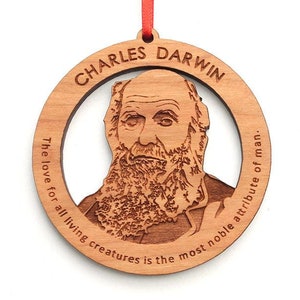 Charles Darwin Ornament - Father of Evolution Detailed Face Wood Ornament