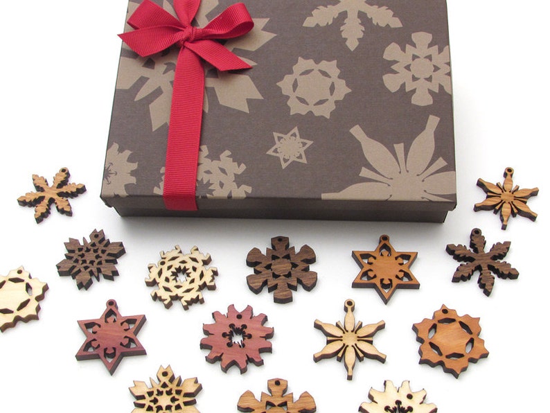 Mini Snowflake Ornaments from Nestled Pines Gift Box set of 15 . All New Designs image 4