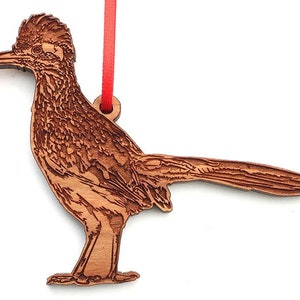 Roadrunner Ornament - Carved Wooden Roadrunner Christmas Ornament - Black Cherry Wood - Bird Collection