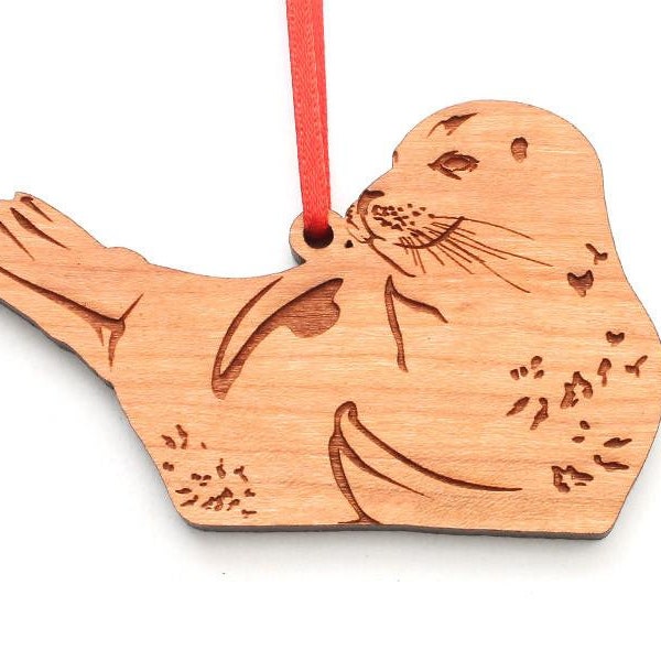 Harbor Seal Ornament - A More Playful Beach Bum Adorable Wood Ornament - Aquatic Collection