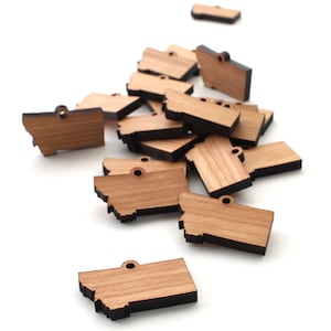Montana MT Mini Wood Charms - State Cutout Jewelry and Craft Accessory - USA Harvested Black Cherry Wood -