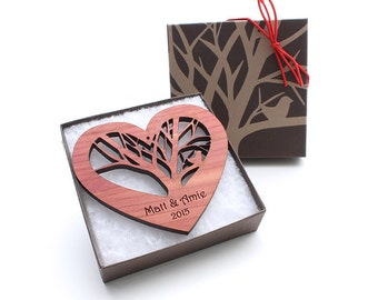 5th Anniversary Gift - Wood Heart Ornament
