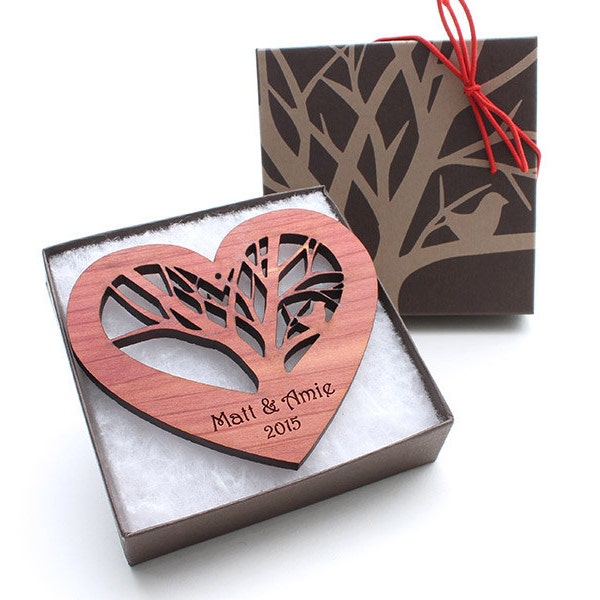 5th Anniversary Gift - Wood Heart Ornament