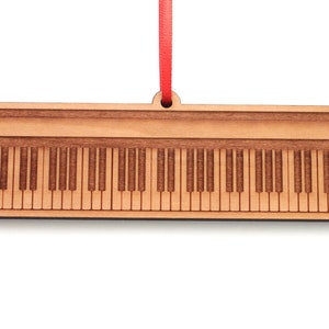 Keyboard Christmas Ornament - Keyboard Black Cherry Wood Christmas Ornament - Musical Instruments - Nestled Pines Original Design