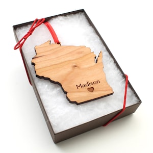 Personalized State Ornament - Pick Your State & City - Custom Engraved State Christmas Ornament