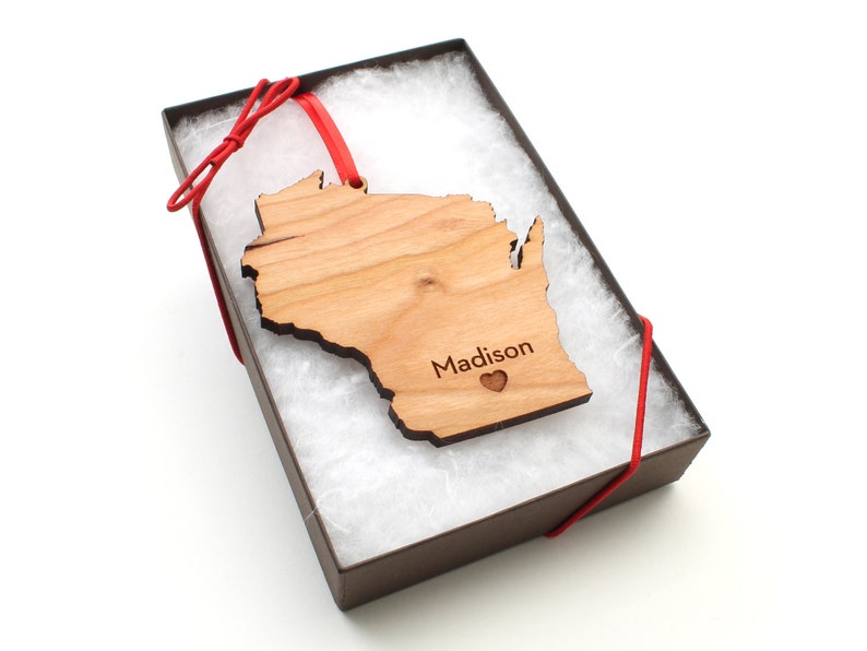 Personalized State Ornament Pick Your State & City Custom Engraved State Christmas Ornament image 1