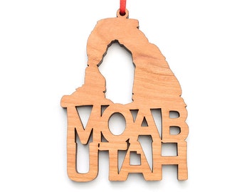 Moab Utah Delicate Arch Ausschnitt Ornament - UT Arches National Park Schwarzkirschholz Weihnachtsverzierung - State Icon - City Collection