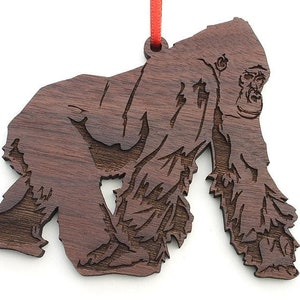 Gorilla Silverback Adult Male Ornament - Great Ape Gorilla Wood Ornament