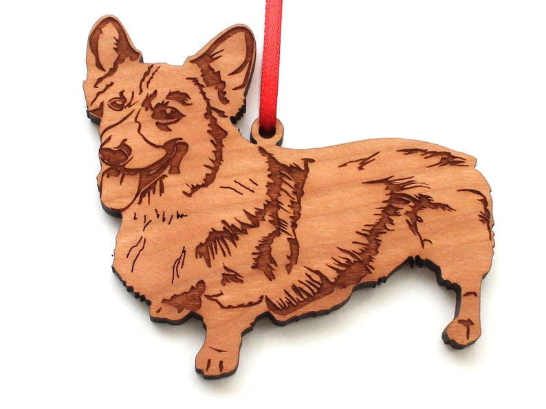 Standing Ornament Engraved Black Cherry Wood Dog Etsy
