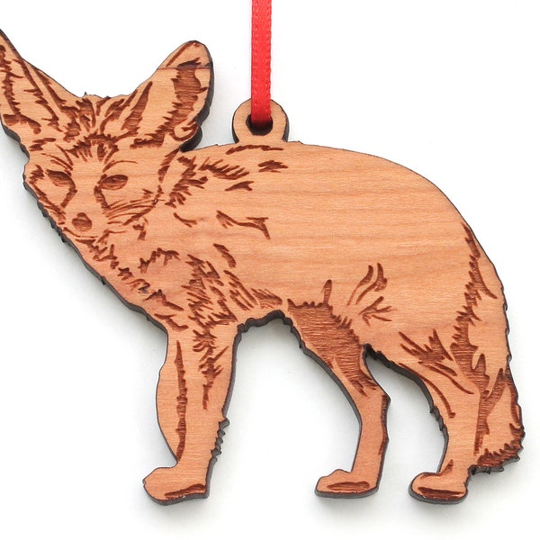 Fennec Fuchs Ornament - Ausschnitt Afrikanischer Wüstensand Fuchs Schwarz Kirschholz Weihnachtsschmuck - Tiersammlung - Nestled Pines Original