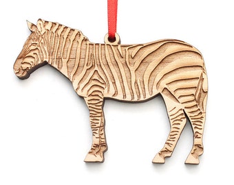 Zebra Ornament . Zoo Animal Collection from Nestled Pines Workshop - Wood Ornament