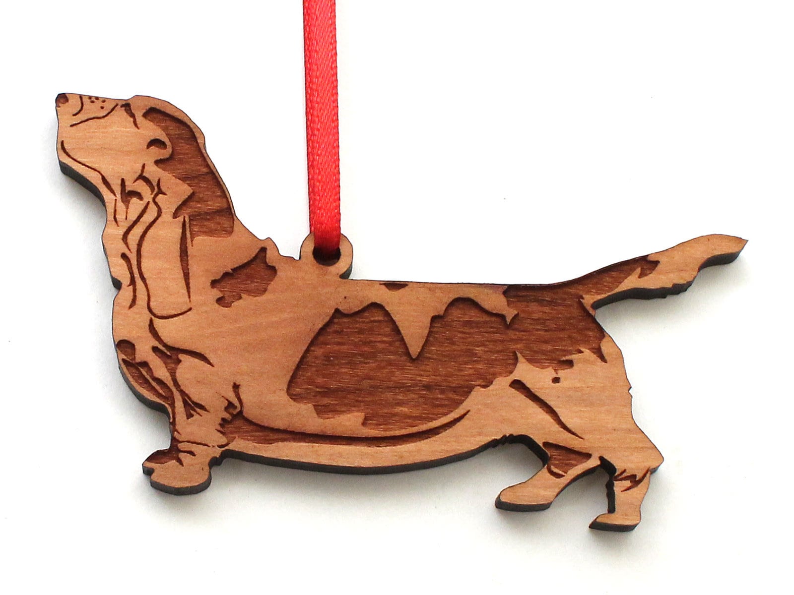 Buy Basset Hound Howl Ornament Engraved Black Cherry Wood Dog