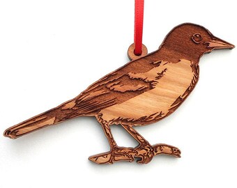 Baltimore Oriole Ornament - Realistic Carved Wooden Oriole Christmas Ornament - Black Cherry - Bird Collection