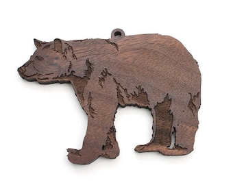 Adorno de oso negro - Leones, tigres y osos, ¡Dios mío! Adorno de madera de oso negro - Colección Critter