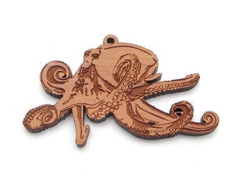 Octopus Ornament -  Christmas Ornament from Nestled Pines Woodworking Aquatic Collection