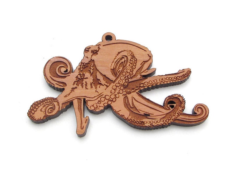 Octopus Ornament Christmas Ornament from Nestled Pines Woodworking Aquatic Collection image 1