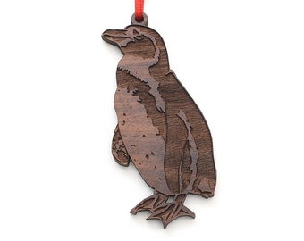 South African Penguin Ornament - Adorable South African Penguin Black Walnut Wood Ornament