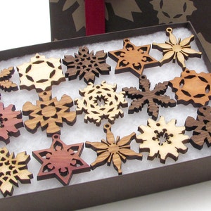 Mini Snowflake Ornaments from Nestled Pines Gift Box set of 15 . All New Designs image 1