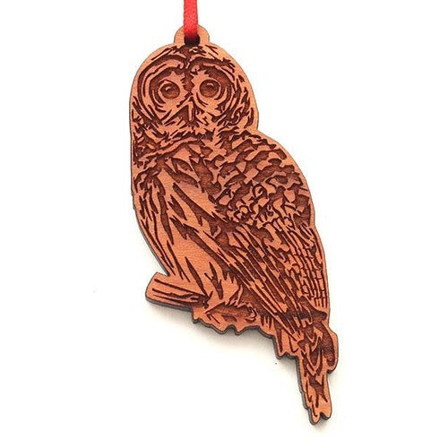 Great Horned Owl Ornament Realistic Carved Wooden Owl Etsy