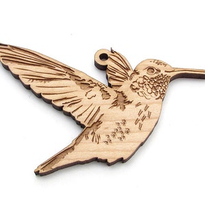Hummingbird Ornament - Realistic Carved Wooden Hummingbird Christmas Ornament - Maple Wood - Bird Collection