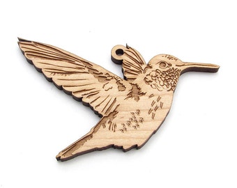 Hummingbird Ornament - Realistic Carved Wooden Hummingbird Christmas Ornament - Maple Wood - Bird Collection