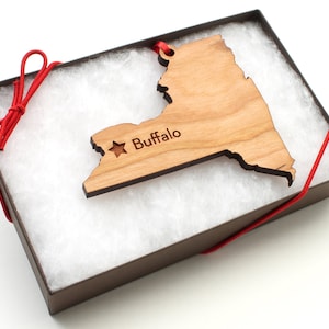 Customized State Gift Christmas Ornament - State Custom Christmas Ornament Pick Your State and City - Choose from Heart or Star Marker
