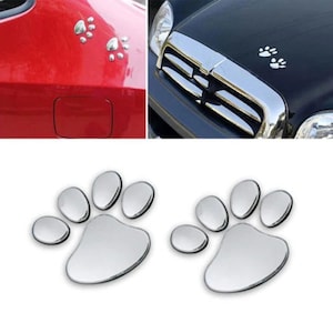 Adesivo 3D cromato con impronta di zampa di cane, emblema per auto, decorazione - 2 pezzi