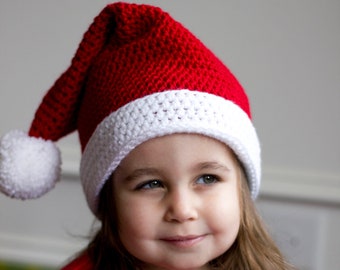 READY TO SHIP Crochet Baby Santa Hat, Newborn Red Christmas Hat, Toddler Santa Hat, Child Santa Hat, Kid Santa Hat, Adult Santa Hat Prop