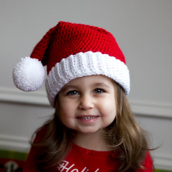 READY TO SHIP Crochet Baby Santa Hat, Newborn Red Christmas Hat, Toddler Santa Hat, Child Santa Hat, Kid Santa Hat, Adult Santa Hat Prop