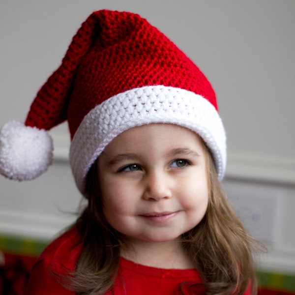 READY TO SHIP Crochet Baby Santa Hat, Newborn Red Christmas Hat, Toddler Santa Hat, Child Santa Hat, Kid Santa Hat, Adult Santa Hat Prop