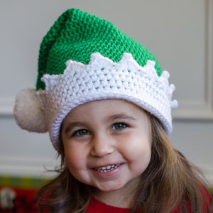 READY TO SHIP Crochet Green Santa's Elf Hat, Sizes Newborn Baby to Toddler/Child/Kid image 1
