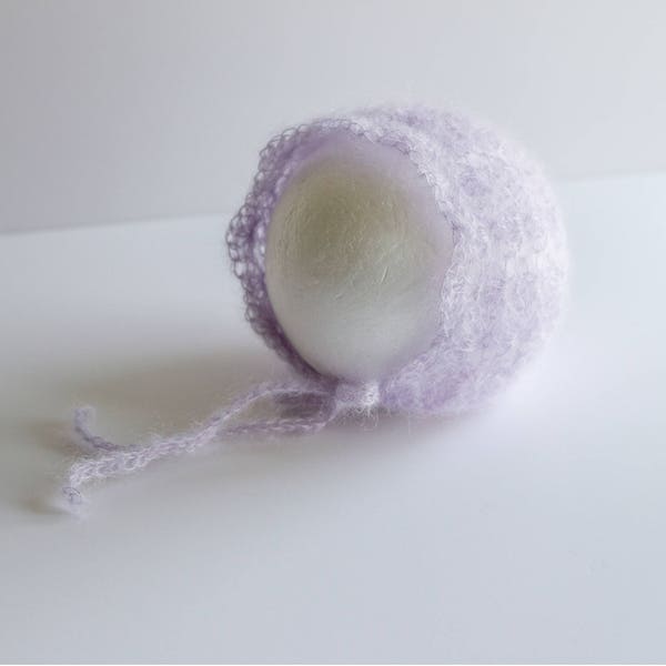 Crochet Mohair Newborn Photography Prop Blanket and Bonnet Set