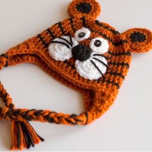 READY TO SHIP Crochet Tiger Hat, Sizes Newborn to Toddler/Kid image 2