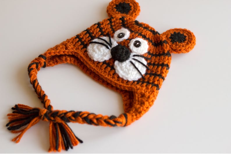 READY TO SHIP Crochet Tiger Hat, Sizes Newborn to Toddler/Kid image 2