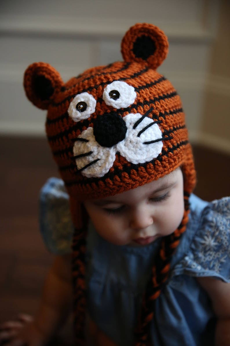 READY TO SHIP Crochet Tiger Hat, Sizes Newborn to Toddler/Kid image 6