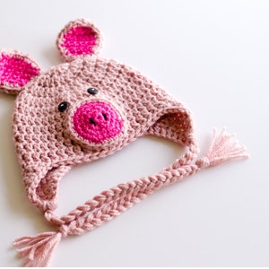 READY TO SHIP Crochet Pig Hat, Sizes Newborn to Toddler image 7