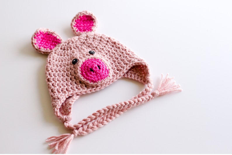 READY TO SHIP Crochet Pig Hat, Sizes Newborn to Toddler image 7